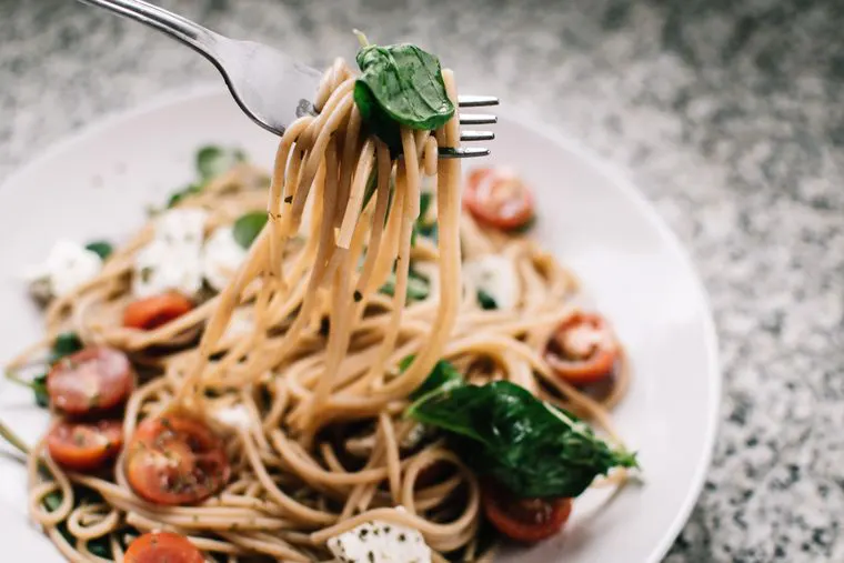 Spaghetti in rich tomato sauce