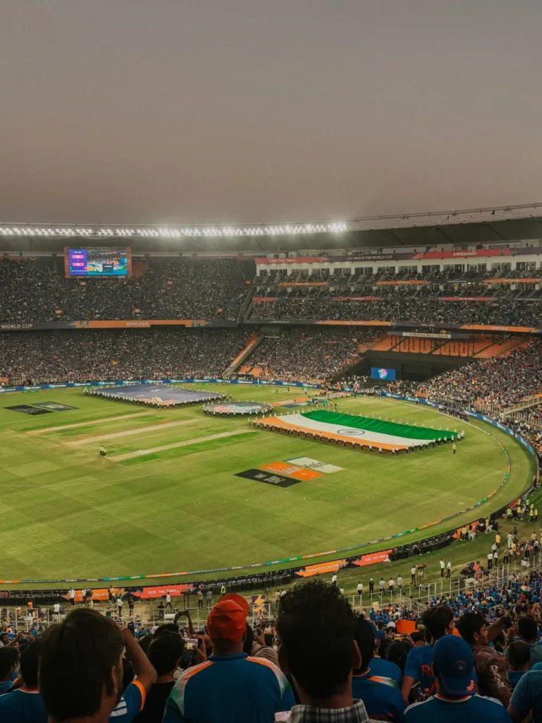 Packed stadium during a cricket match