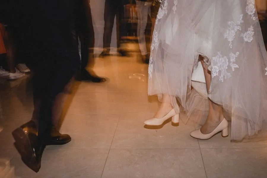 Bride and groom dancing