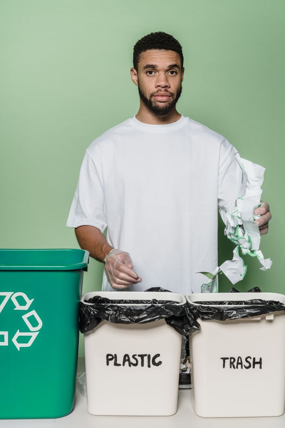Sorted waste bagged for collection
