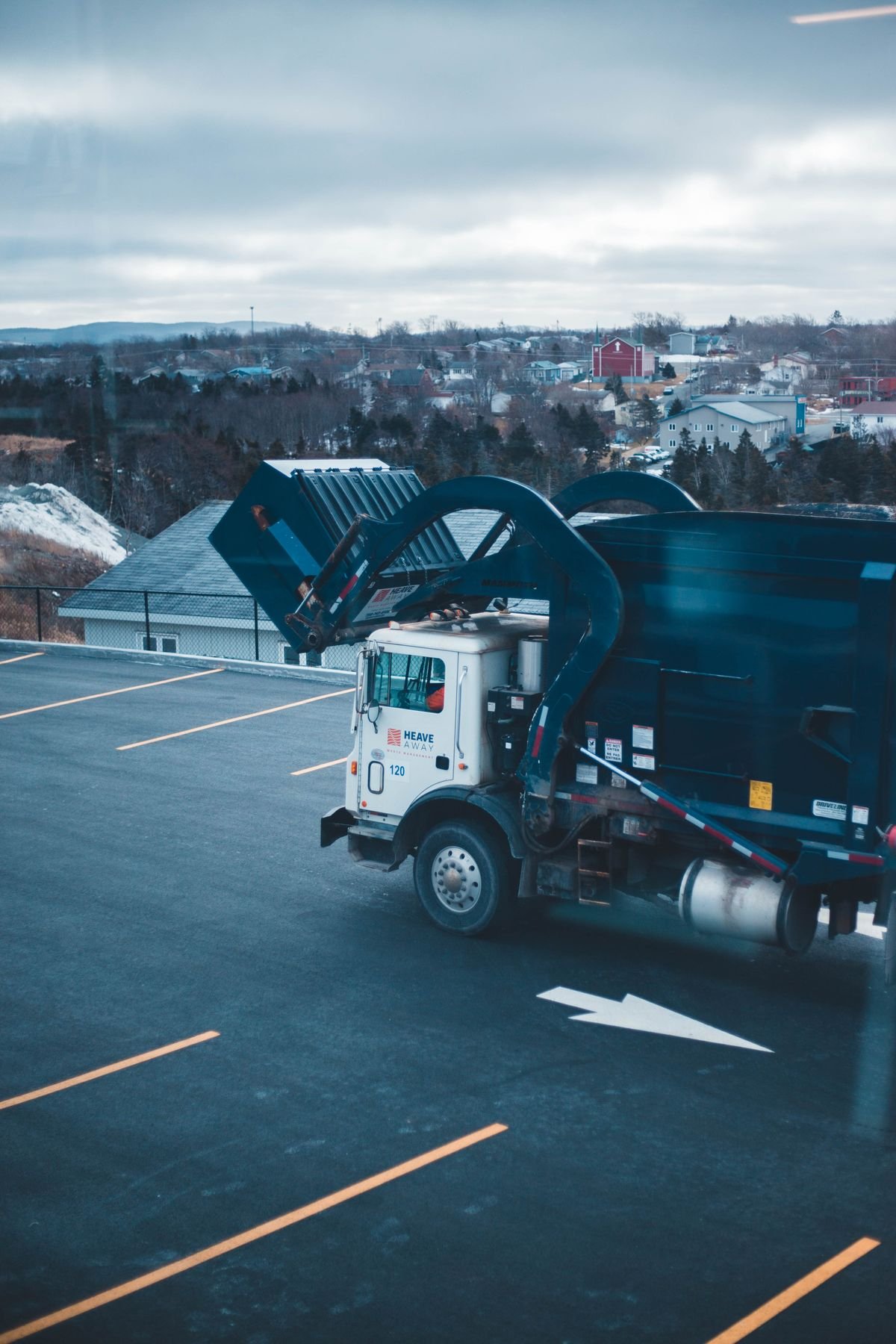 Collection truck parked before a morning route