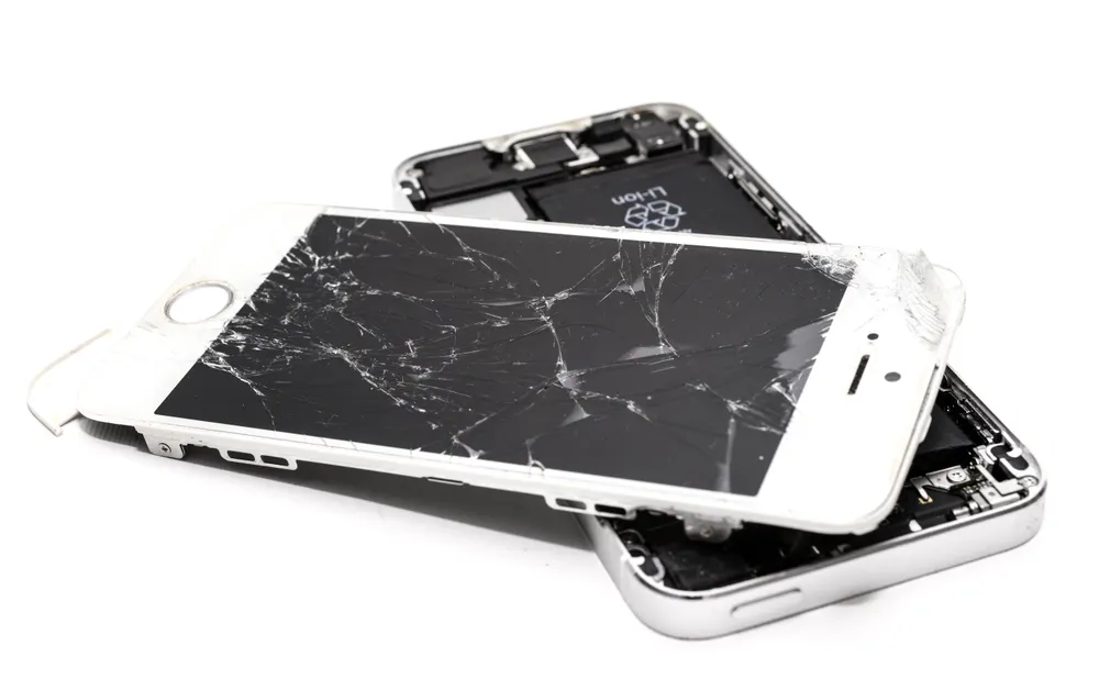 Before: smartphone with a shattered screen
