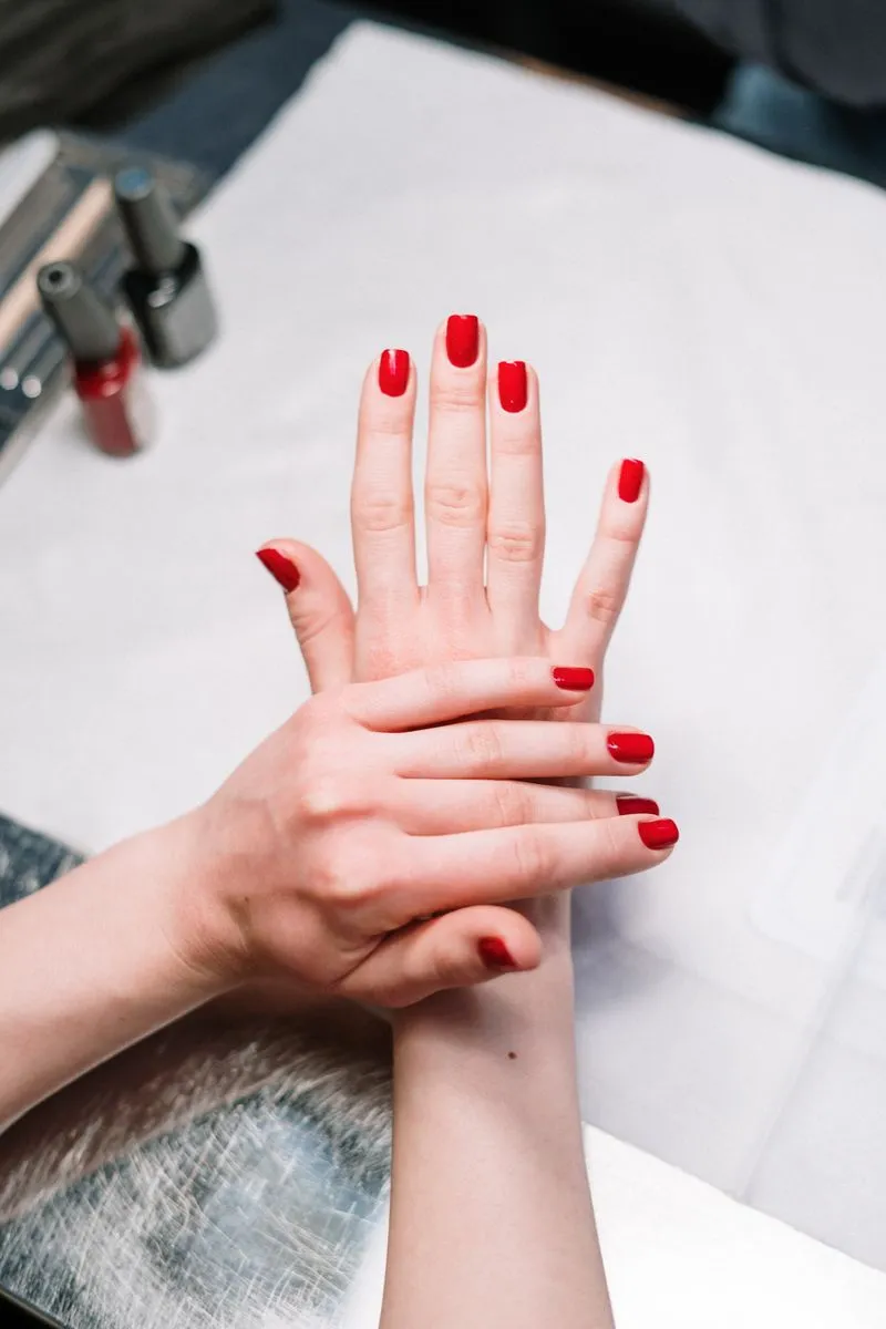 Classic red gel manicure