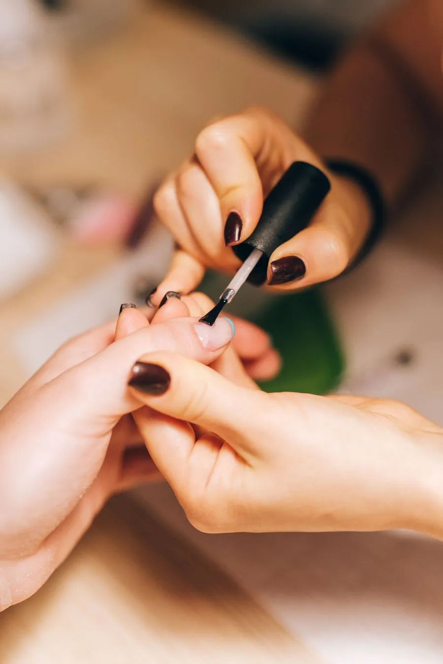 Gel manicure in progress