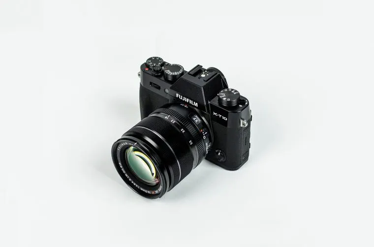 Digital camera resting on a table