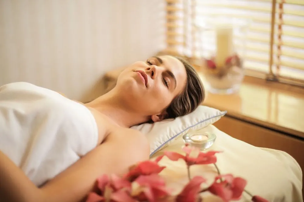 Guest relaxing during a spa massage