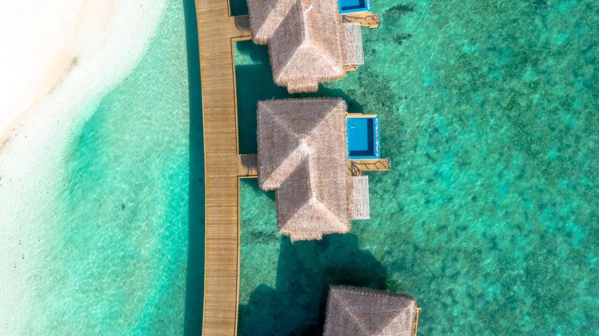 Lagoon and villas at midday