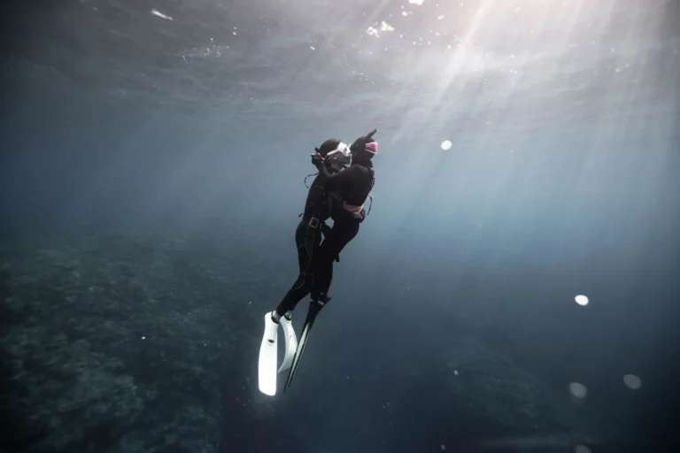 Diver ascending towards the surface