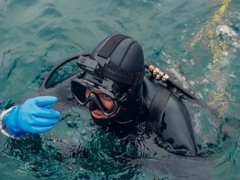Diver at the surface after a dive