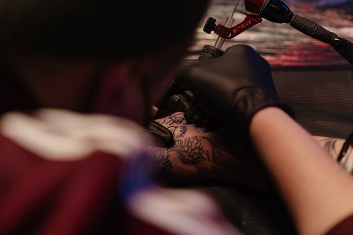 Arm tattoo in progress