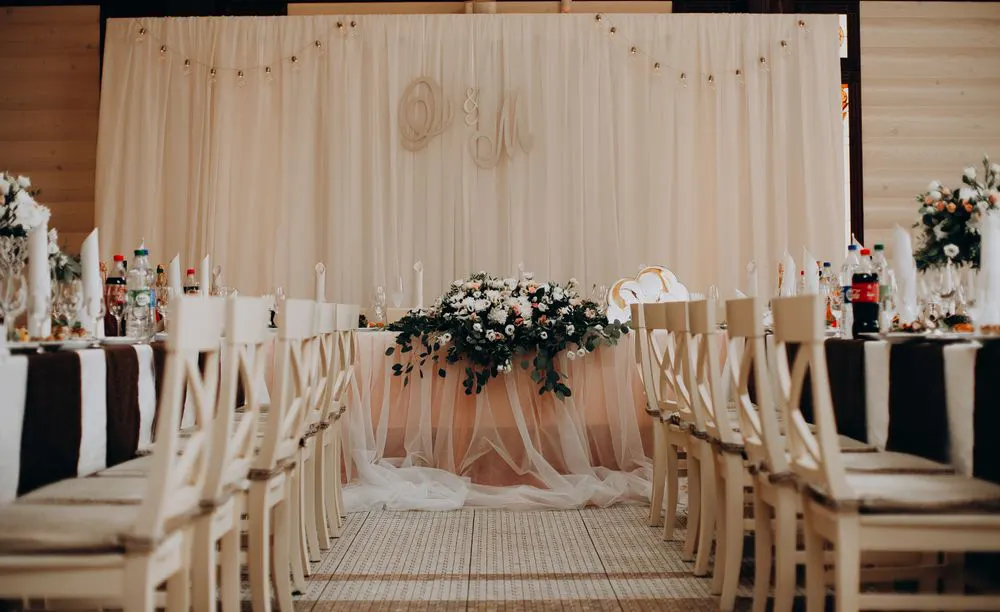 Ceremony set up with floral arrangements