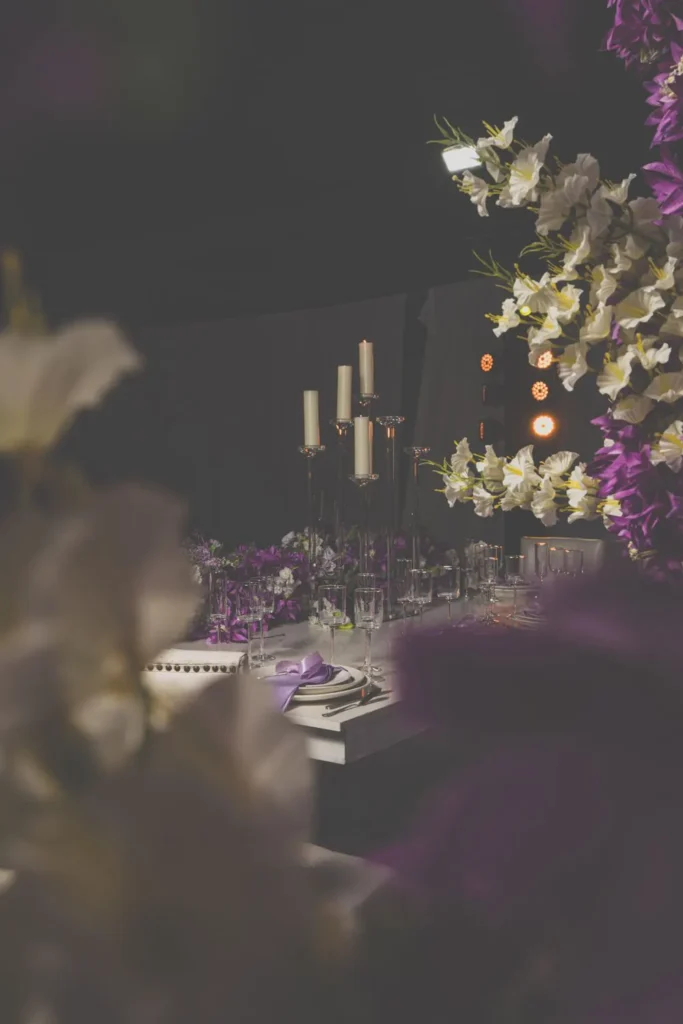 Candlelit reception table