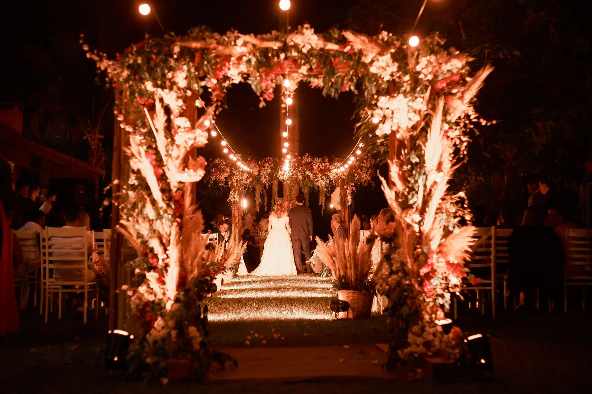 Wedding couple at golden hour