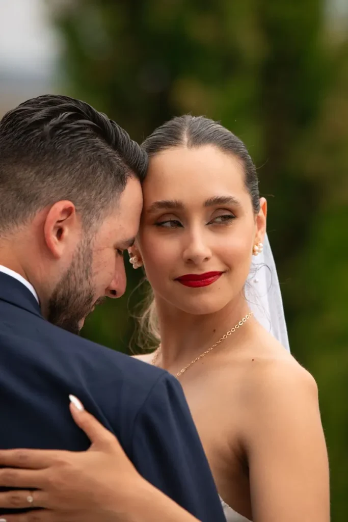 Bride and groom sharing a tender moment