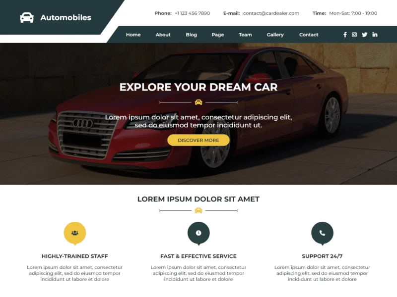 10 Best WordPress Themes for Car Dealer Websites (Free & Premium) 1 Auto Car Dealership free WordPress theme