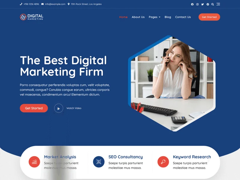 10 Best WordPress Themes for Digital Marketing (Free & Premium) 1 Bosa Digital Marketing free WordPress theme