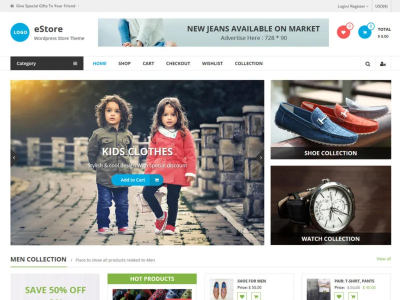 eStore free online store WordPress theme