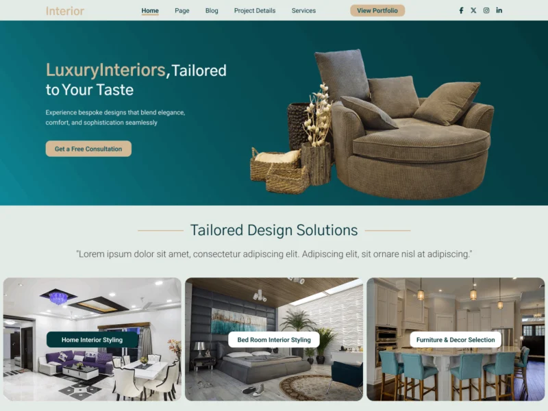 10 Best WordPress Themes for Interior Design (Free & Premium) 1 Interior Design Firm free WordPress theme