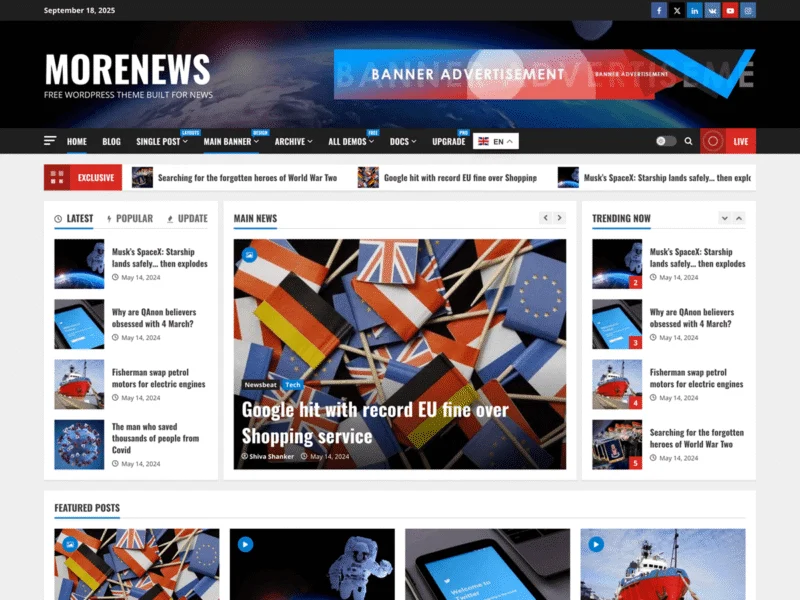 MoreNews free news WordPress theme
