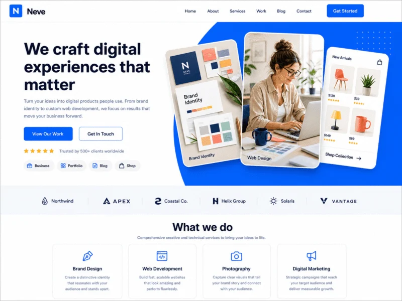 11 Best WordPress Themes for Portfolio (Free & Premium) 2 Neve WordPress free theme for portfolio sites