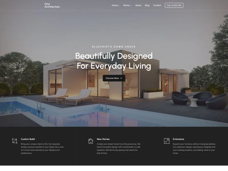 10 Best WordPress Themes for Architects (Free & Premium) 1 Ona Architecture free WordPress theme