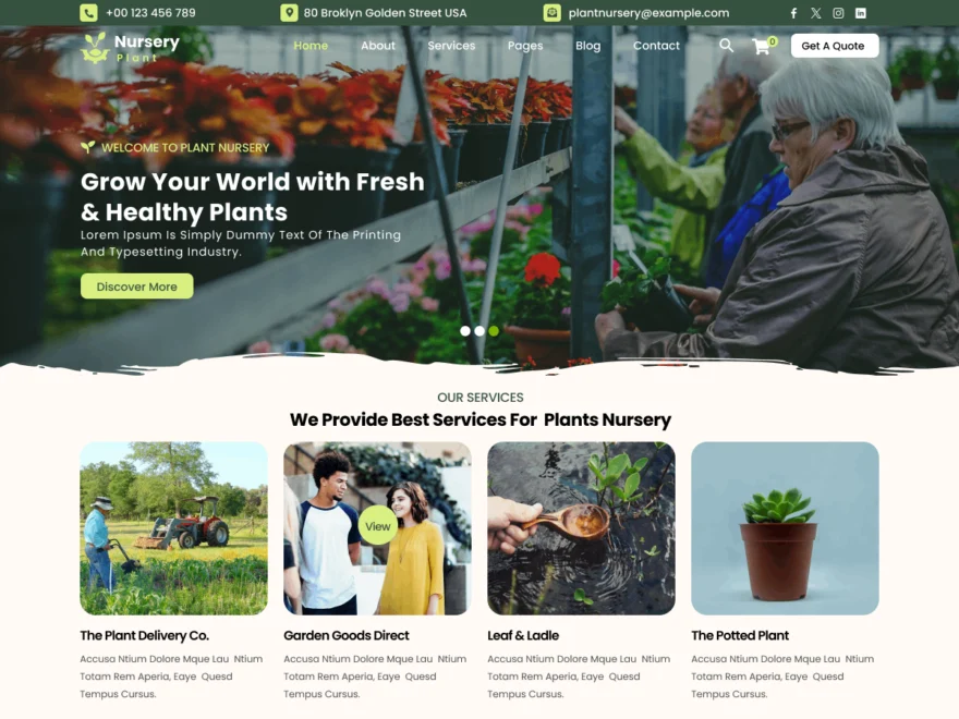 Plant Nursery free WordPress theme for garden centres